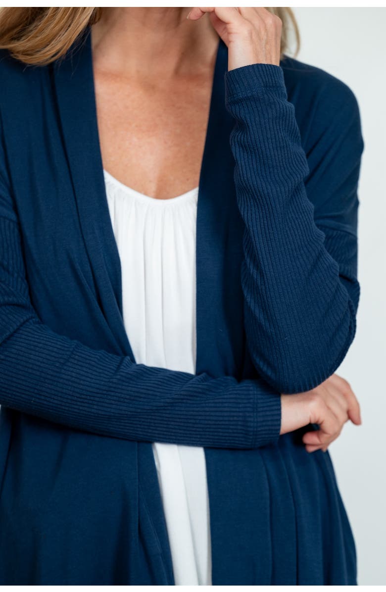 JJwinks BFF Open Front Lightweight Pocketed Cardigan, Alternate, color, Navy