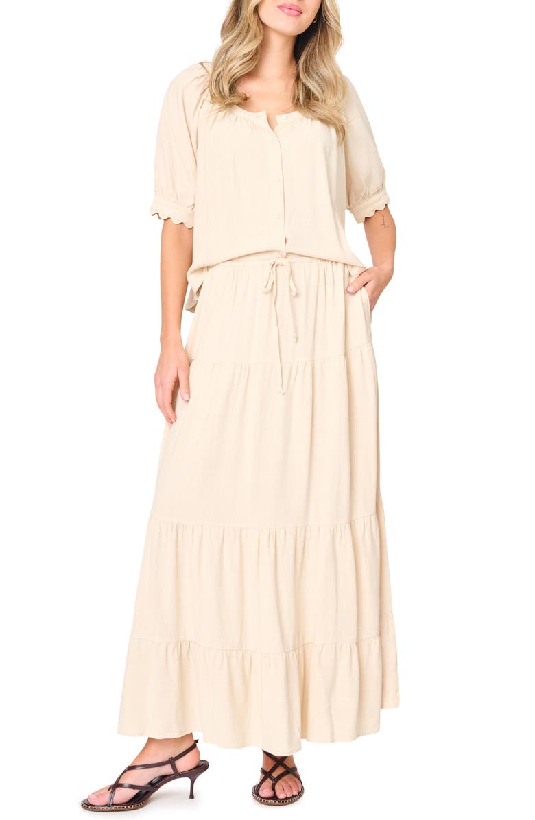 GIBSONLOOK Tiered Maxi Skirt, Alternate, color, Natural