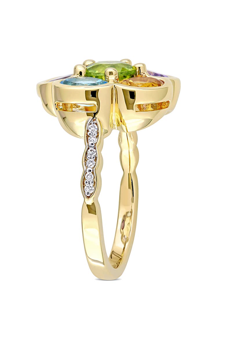 Multi-Gem & Diamond Floral Ring, Alternate, color, Yellow-Plated