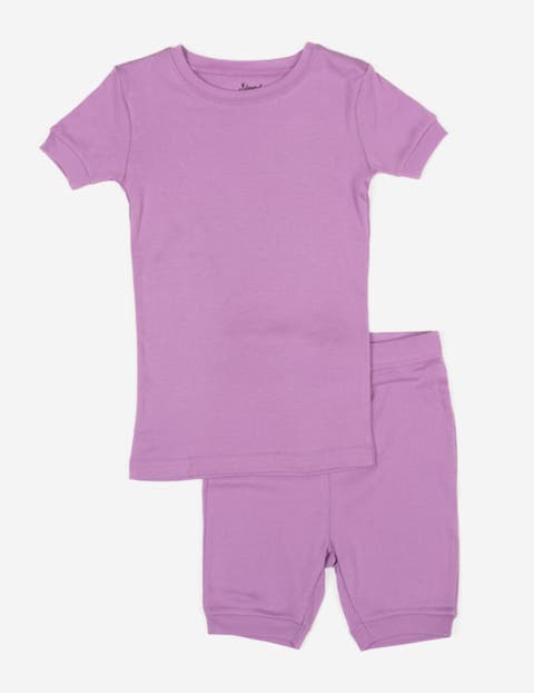 Kids Cotton Two-Piece Short Pajamas, Stripes & Solids (Toddler, Little Kid & Big Kid)
