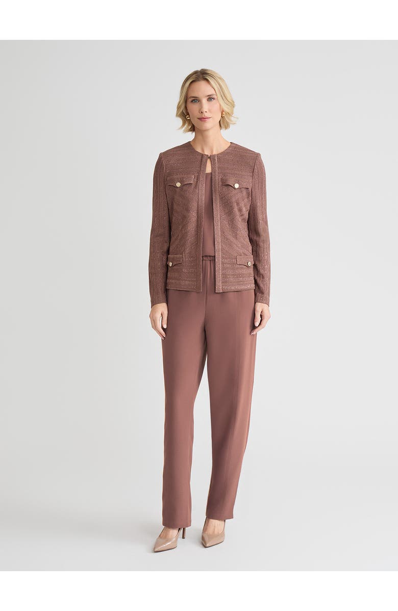 Misook Tailored Tonal Striped Knit Jacket, Alternate, color, Midnight Umber