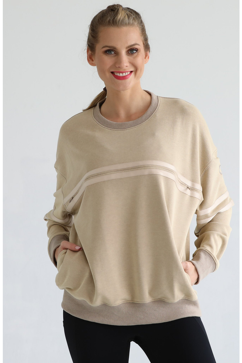 Celine Slouchy Nursing Pullover, Alternate, color, Sandy Dunes