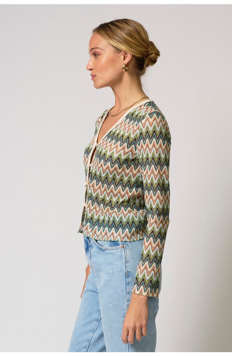Central Park West Celine Rainbow Crochet Button Front Cardigan, Alternate, color, Neutral Multi