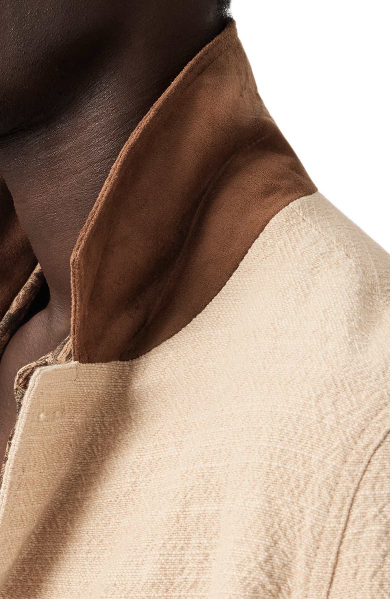 John Varvatos Barnes Cotton Jacket with Suede Collar, Alternate, color, Light Khaki
