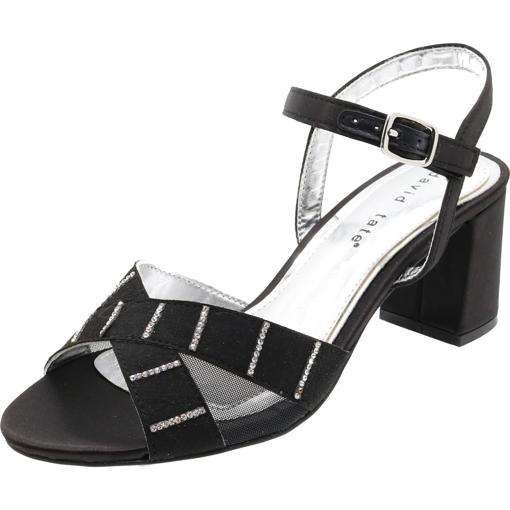 David Tate Cocktail Ankle Strap Sandal In Black Satin