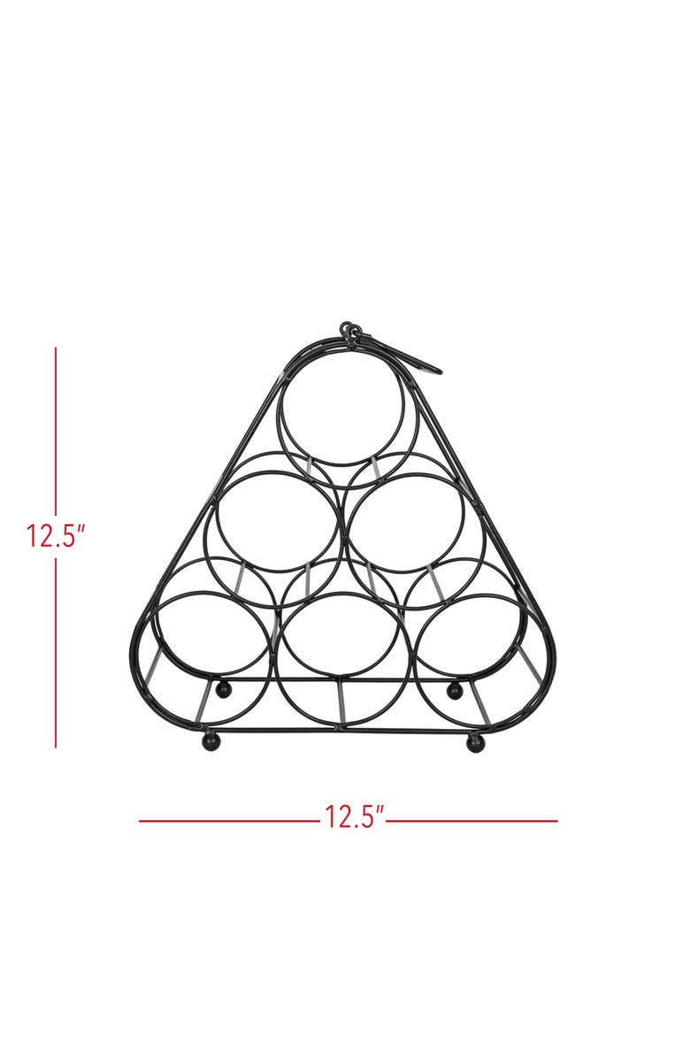 Foreside Home and Garden Six Bottle Wine Holder Black Metal, Alternate, color, Black