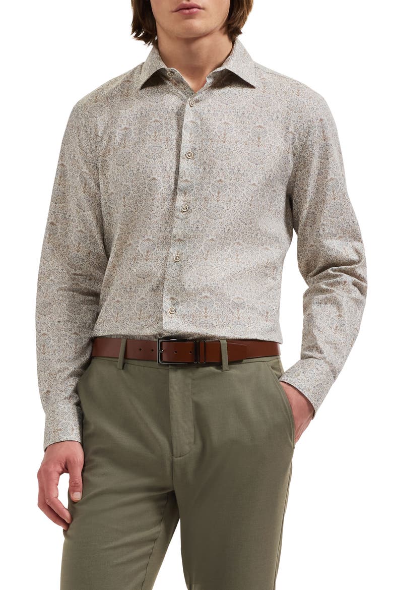 Axel Patterned Shaped Fit Button-Up Shirt, Main, color, GINGER
