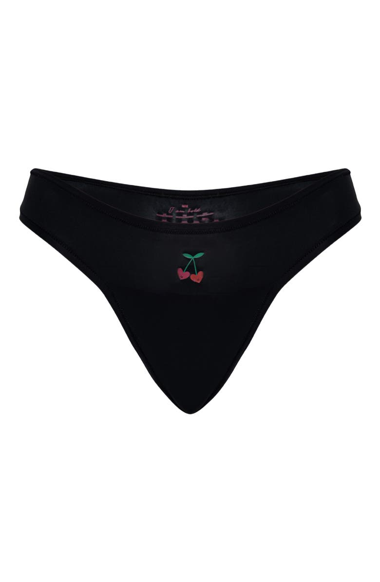 Cheeky Cherry Leakproof Everyday Liner Ultra Smooth Dipped Thong, Alternate, color, Onyx