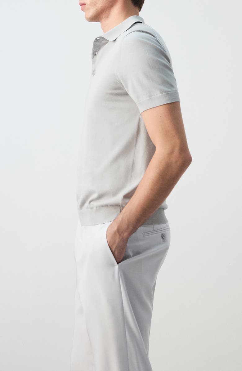 MANGO Fine Knit Cotton Polo, Alternate, color, Ice Grey