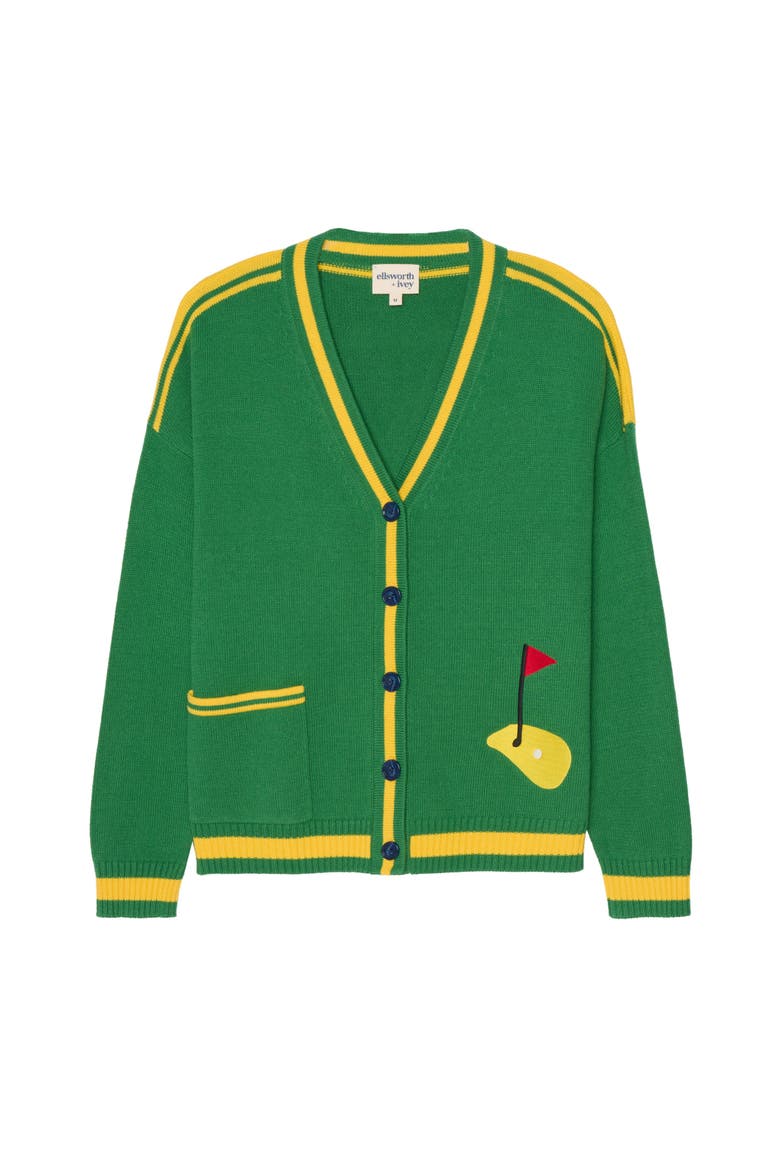 Emily Varsity Cardigan - Golf, Main, color, Green