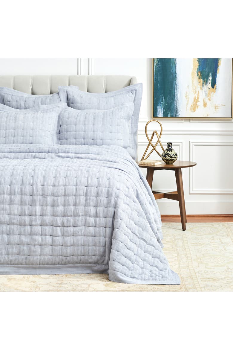 Danette Fog Light Blue 100% Cotton Standard Pillow Sham 20" x 26", Alternate, color, Blue