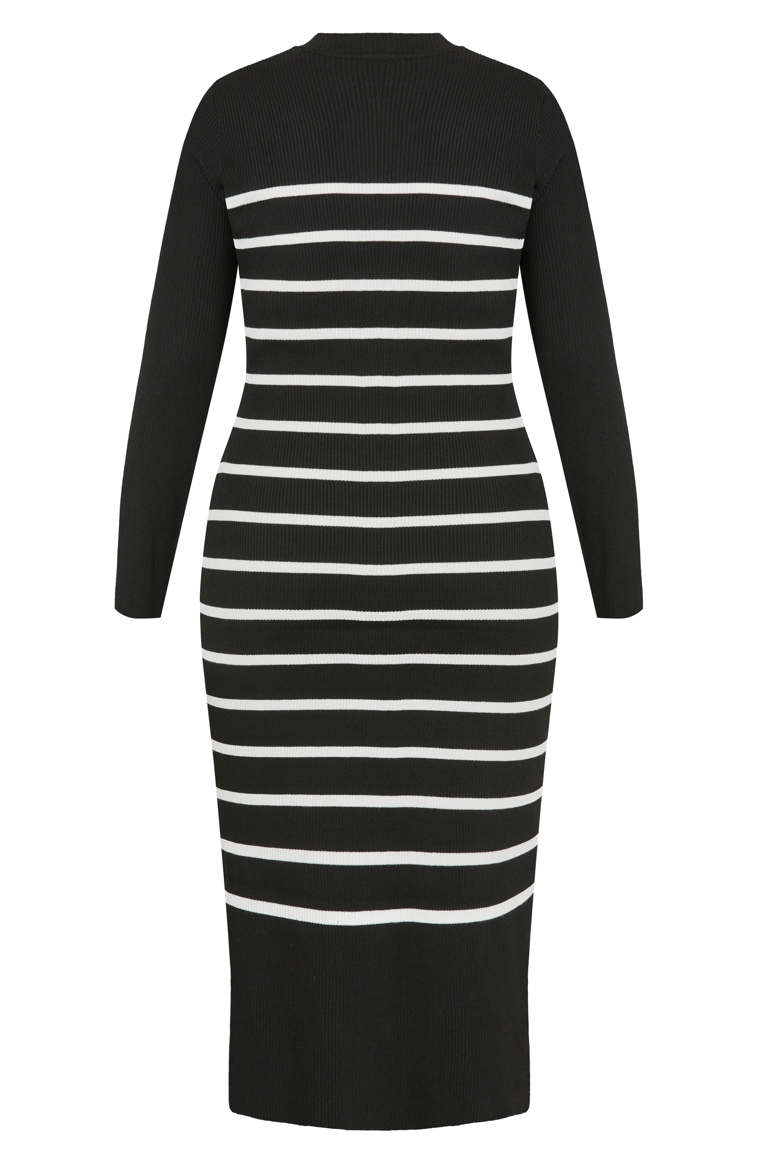 City Chic Maddie Stripe Long Sleeve Rib Dress (Women) | Nordstromrack