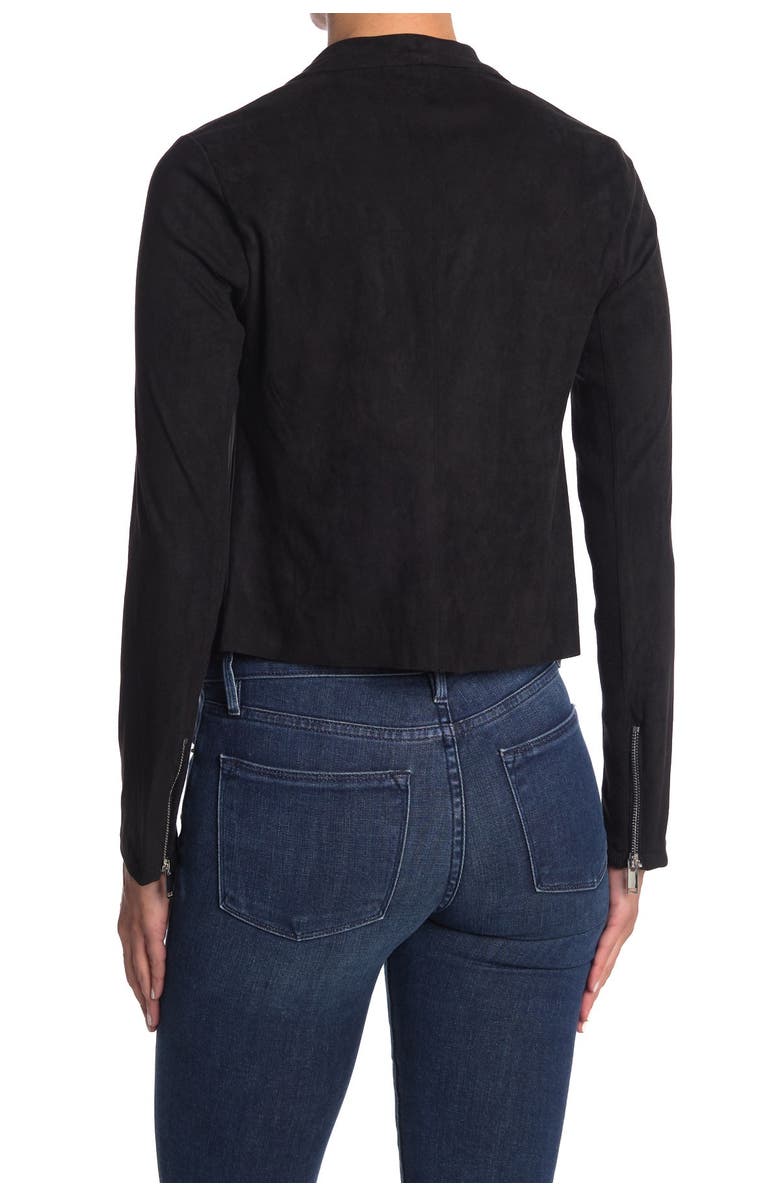 Joan Vass N.Y. Long Sleeve Drape Front Faux Suede Jacket, Alternate, color, 