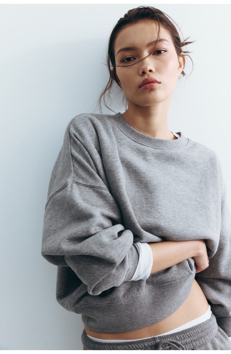 H&M Oversized Sweatshirt, Alternate, color, Gray Melange