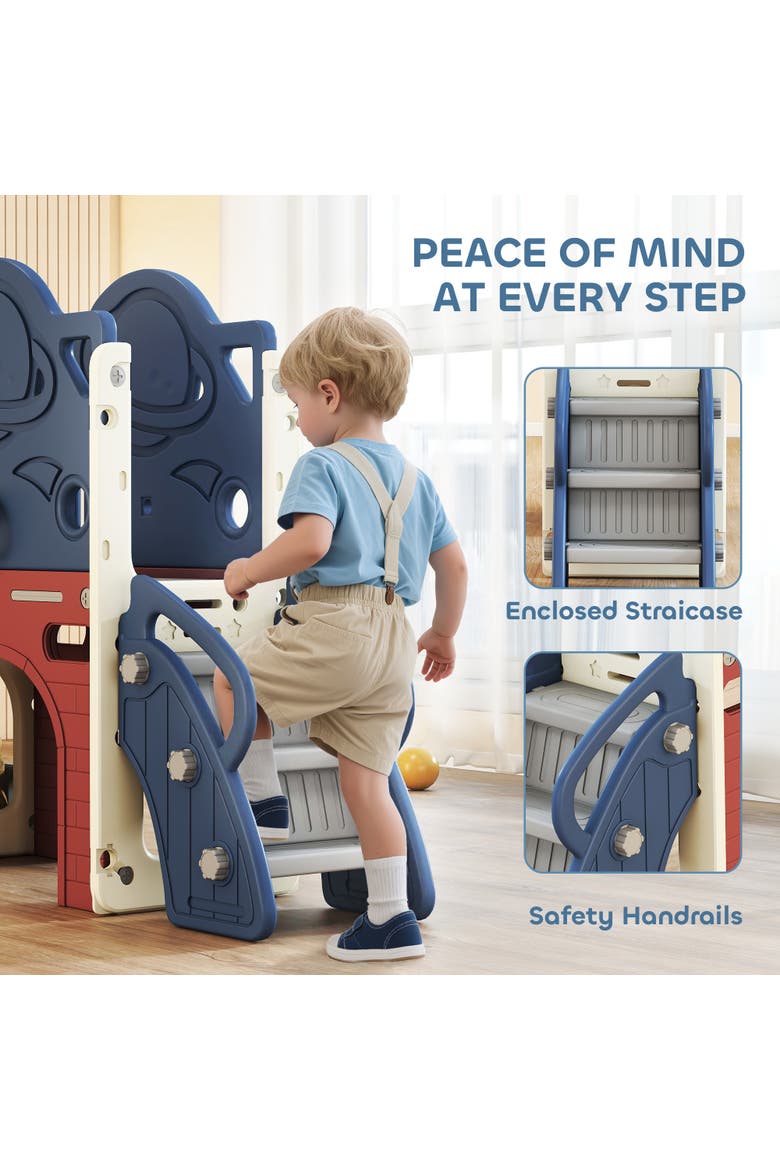 8-in-1 Toddler Slide Set, Hoop, Telescope, Indoor/Outdoor, Alternate, color, Blue