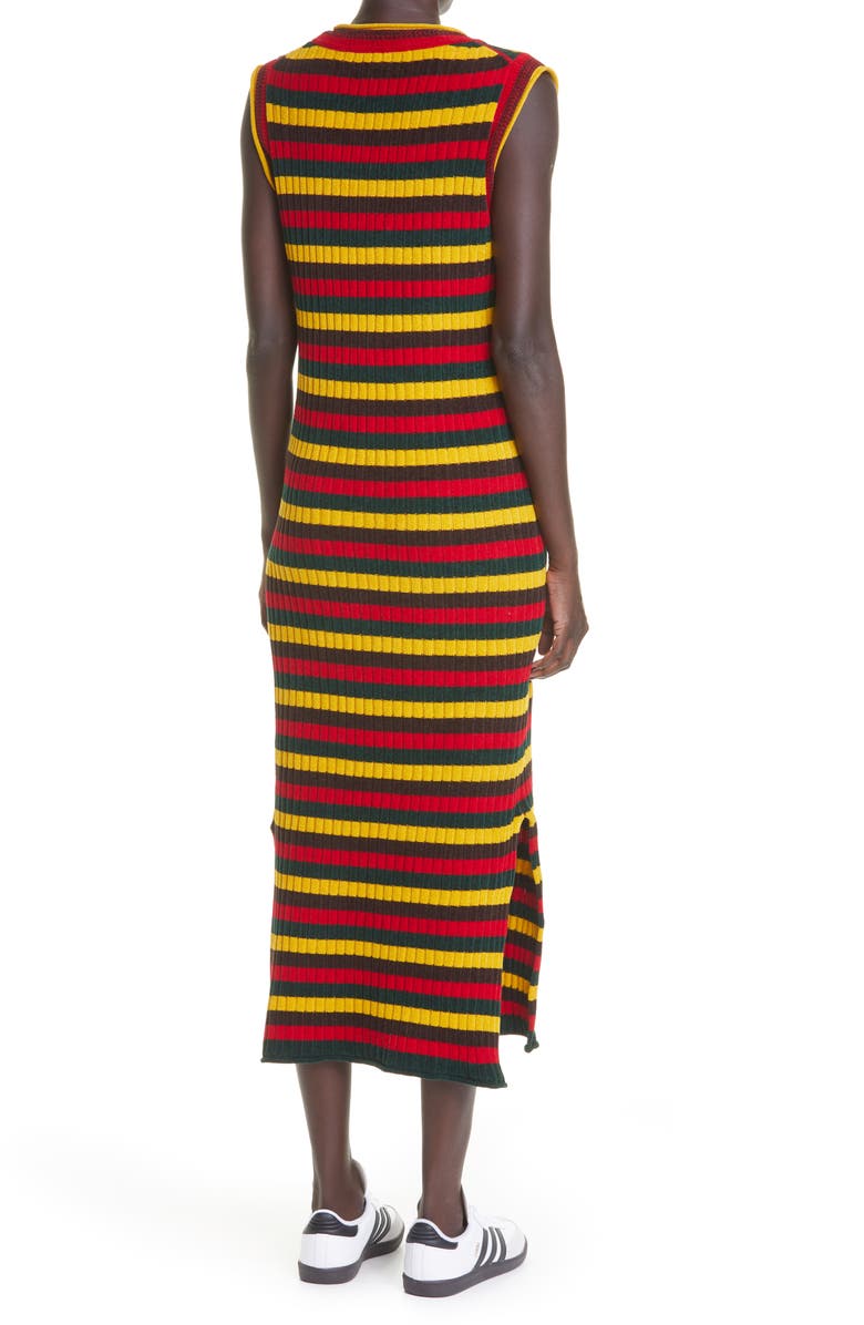 Wales Bonner Brixton Stripe Sleeveless Rib Chenille Sweater Dress, Alternate, color,
