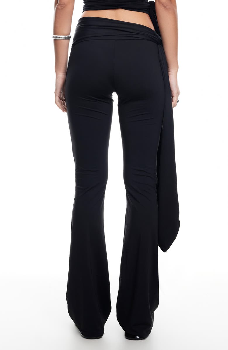 LIONESS Butterfly Low Rise Tie Waist Flare Pants, Alternate, color, Onyx