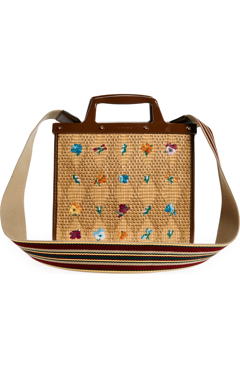 Etro Medium Love Trotter Straw Shopper, Alternate, color,