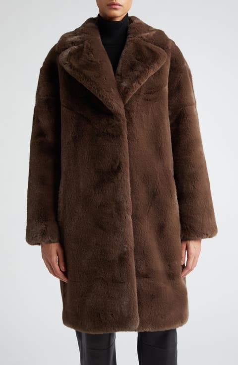 Camille Long Faux Fur Cocoon Coat