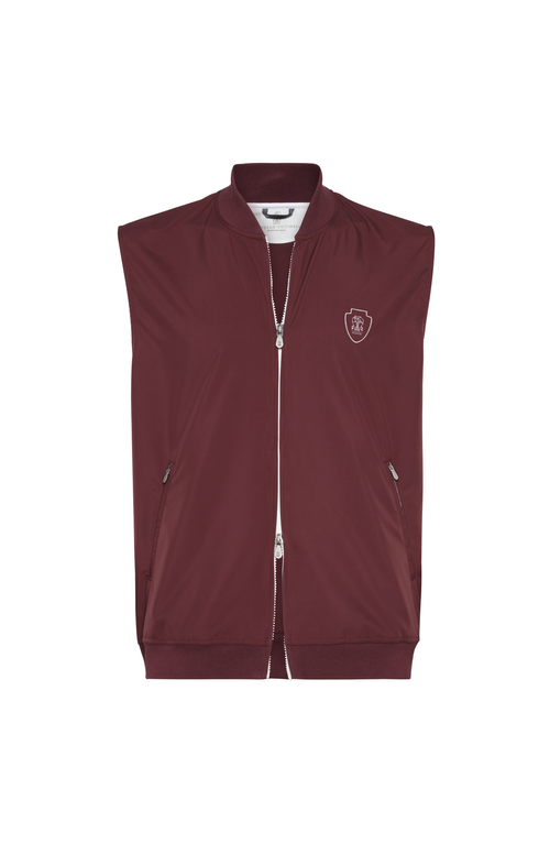Brunello Cucinelli Nylon Logo Gilet In Purple