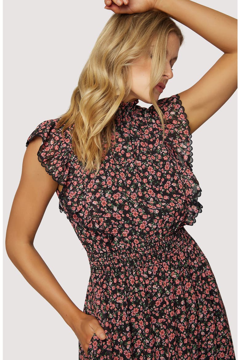 Rose Garden Smocked Waist Maxi Dress, Alternate, color, BLACK PINK FLORAL