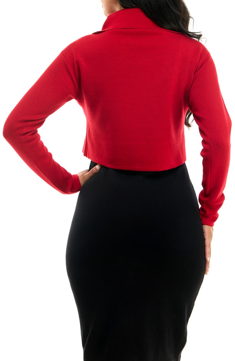 Nina Leonard Colorblock Long Sleeve Sweater Dress, Alternate, color, Black/ Red