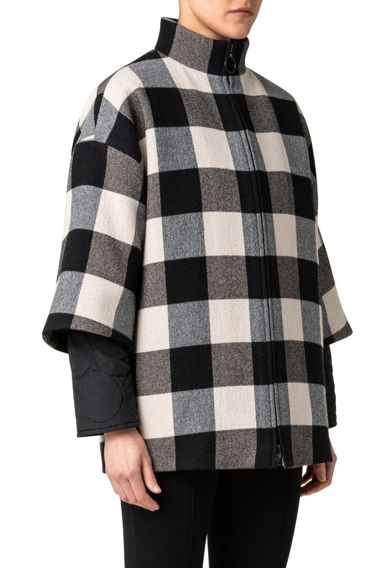 Buffalo Check Car Coat with Removable Quilted Liner, Alternate, color, 093-CHALK-BLACK