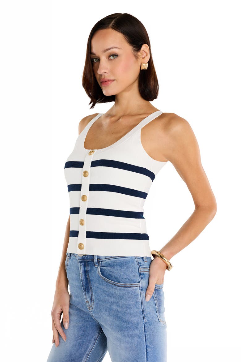Ruth Button Tank, Alternate, color, Navy Stripe