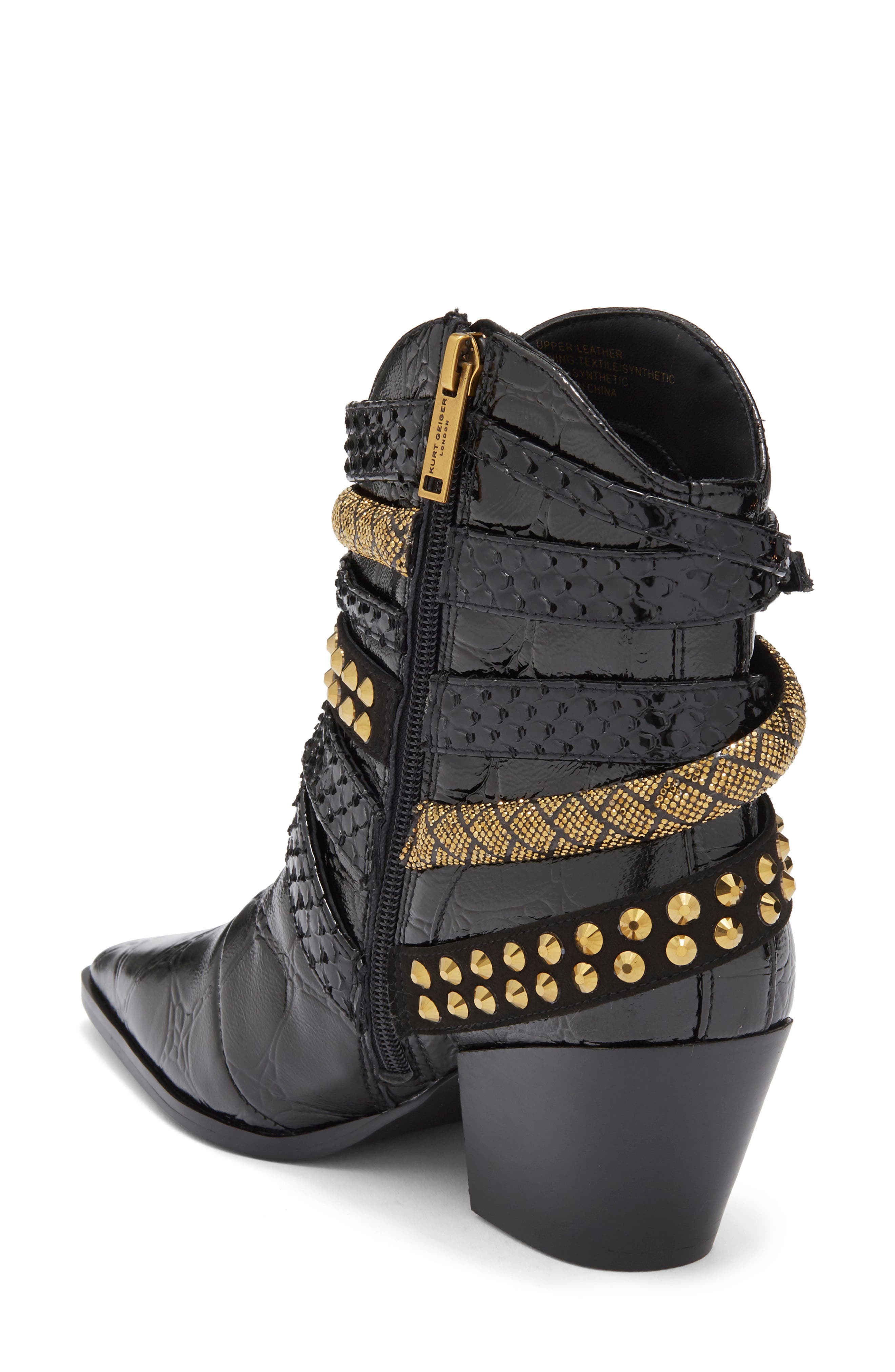 Kurt Geiger London Multi Strap Western Bootie, Alternate, color, Black