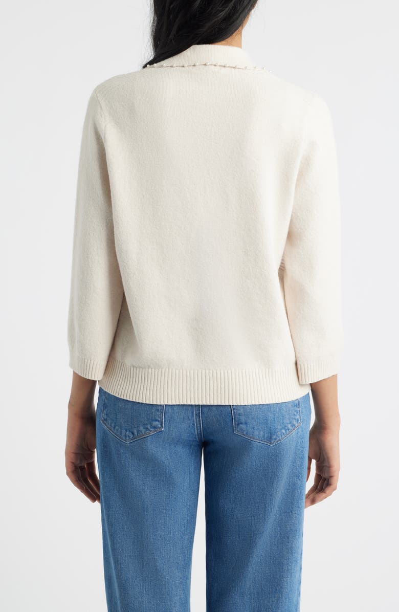 Wit & Wisdom Bead Trim Sweater, Alternate, color, Winter Pearl