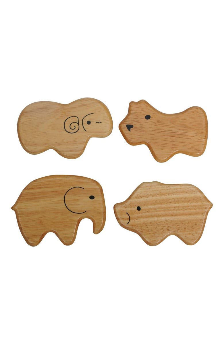 Kaplan Early Learning Company Soft Sounds 4 Wooden Animal Shakers, Main, color, Beige