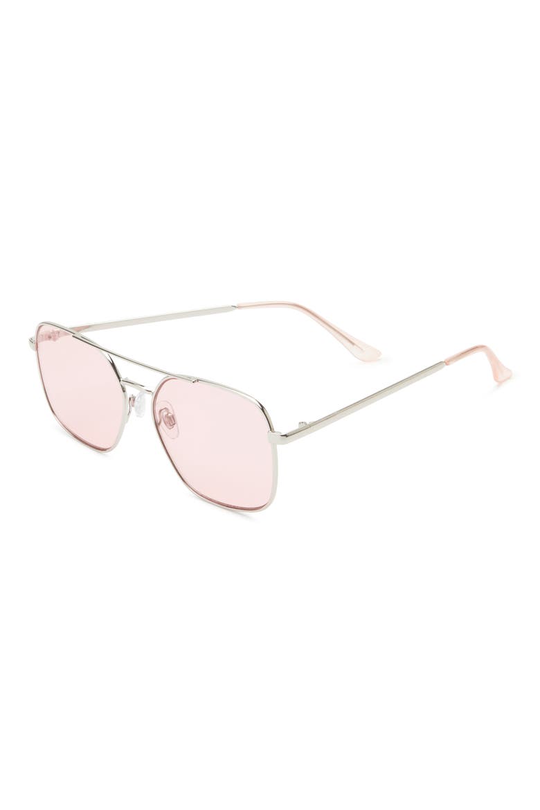 Retro Aviator Sunglasses, Alternate, color, SILVER- PINK