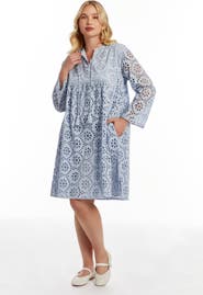 June & Vie Eyelet Midi Shirtdress (plus)