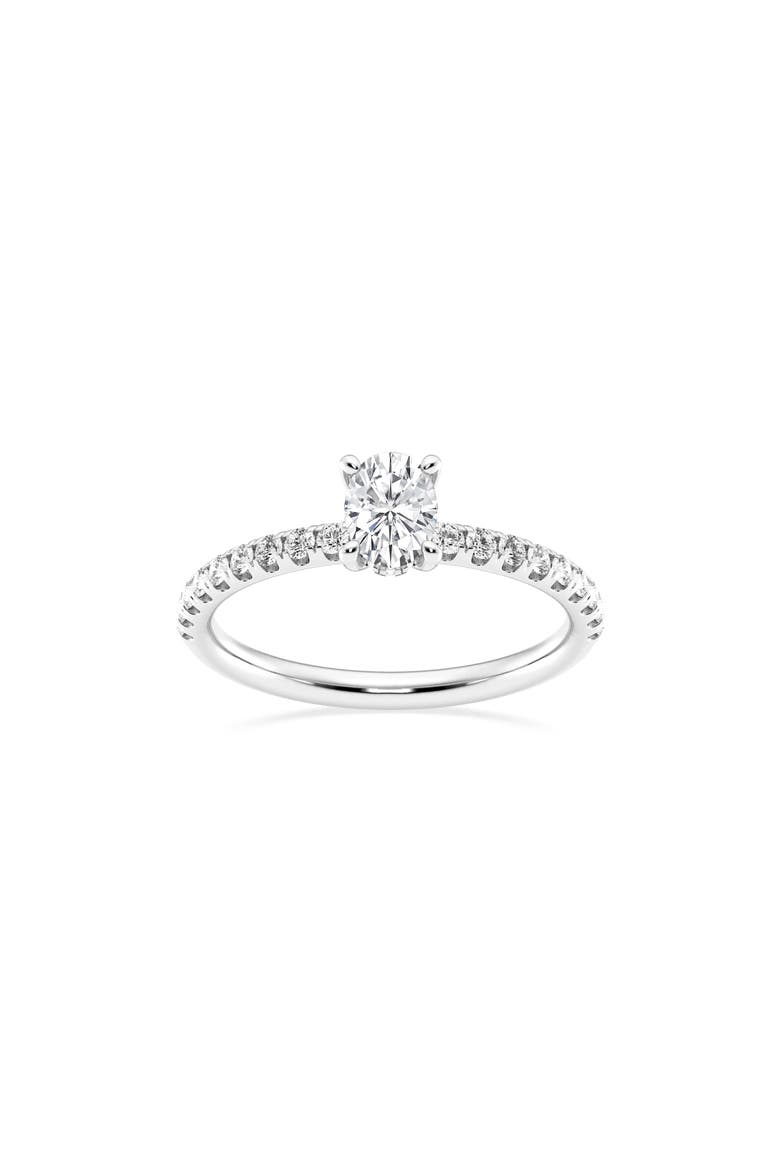 Oval Cut Lab Created Diamond Pavé Ring - 7/8 ctw., Alternate, color, PLATINUM