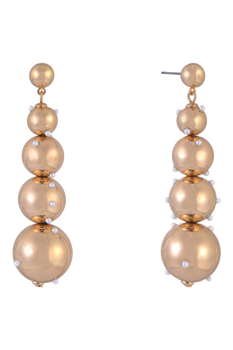 Crystal Bead Drop Earrings, Main, color, GOLD