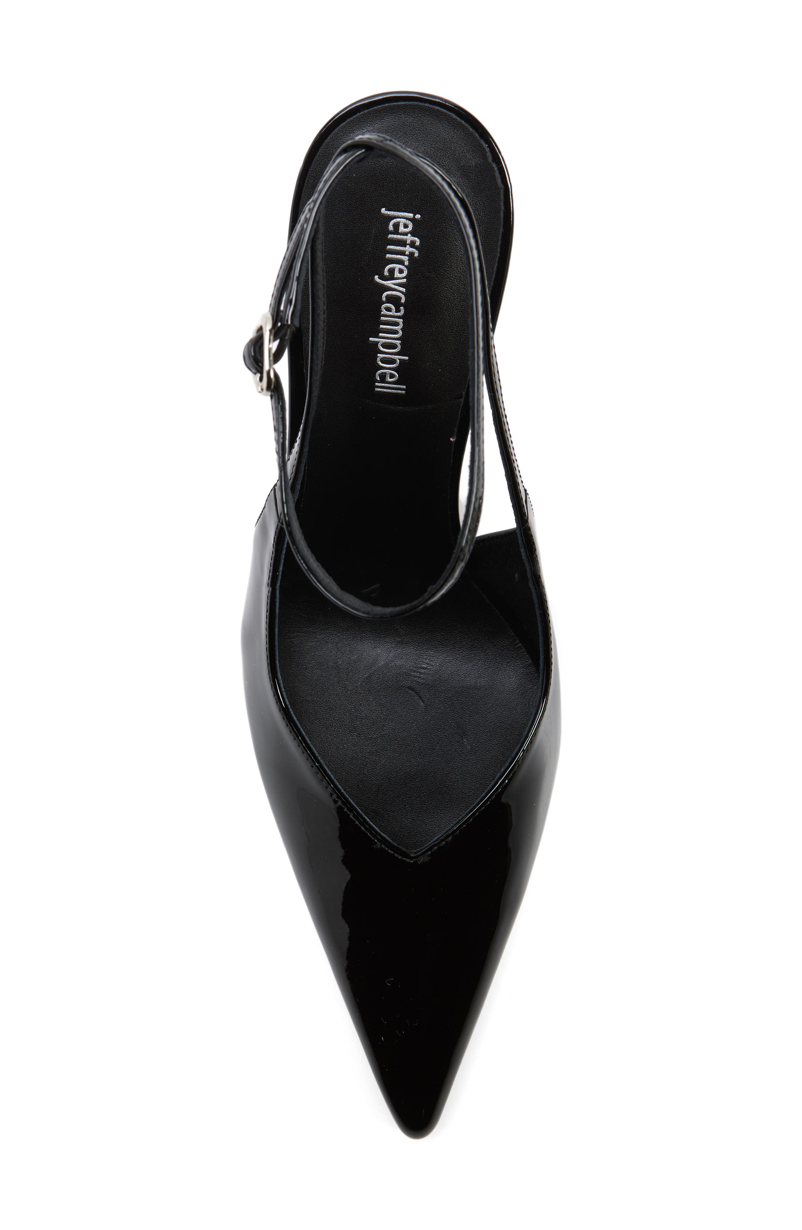 Jeffrey Campbell Executive Ankle Strap Pointed Toe Slingback Pump, Alternate, color, Black Patent