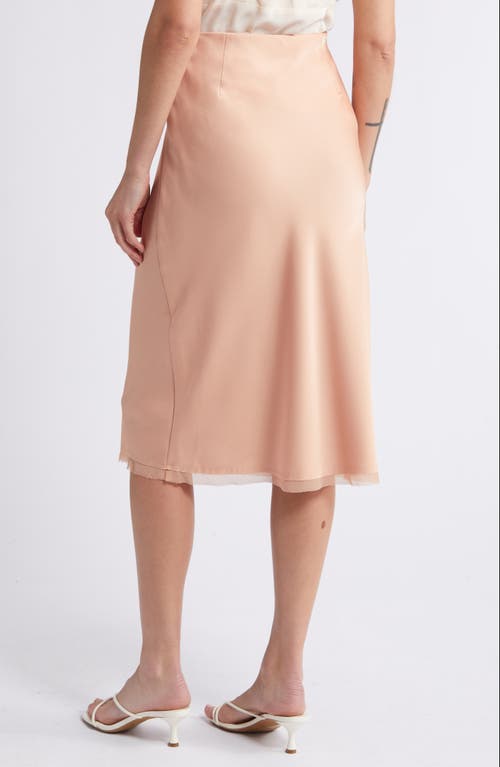 Rue Sophie Kat Satin Midi Skirt In Cantaloupe
