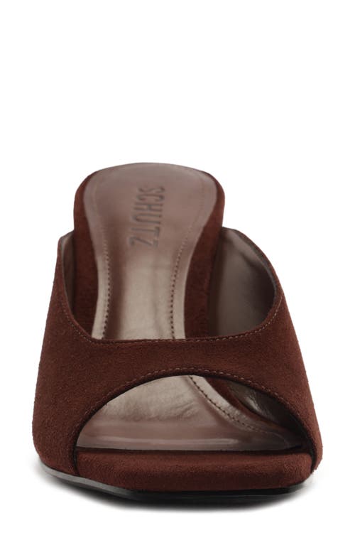 Schutz Finley Suede Mule Sandals In Brown