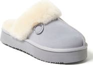 DEARFOAMS Fireside Melton Genuine Shearling Platform Scuff Slipper