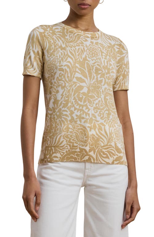 Ralph Lauren Plus Size Floral Cotton-blend Short-sleeve Sweater In Cream Multi