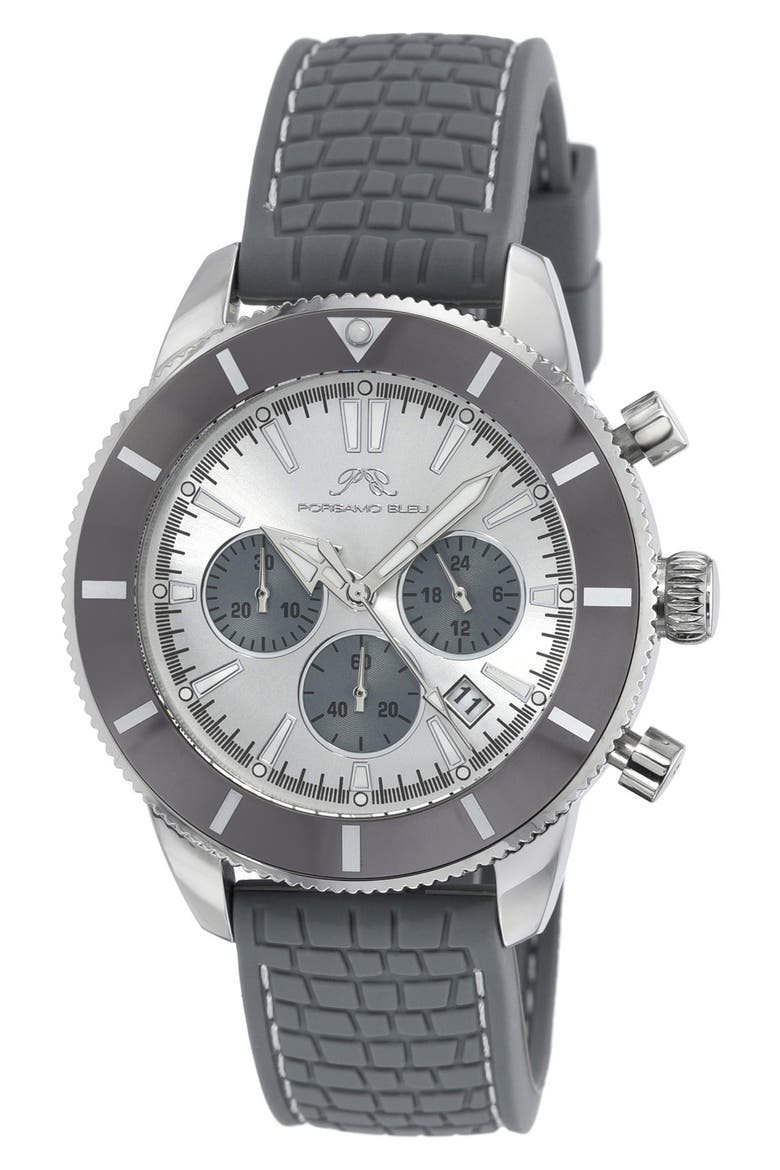 Brandon Silicone Strap Chronograph, 44mm, Main, color, GREY