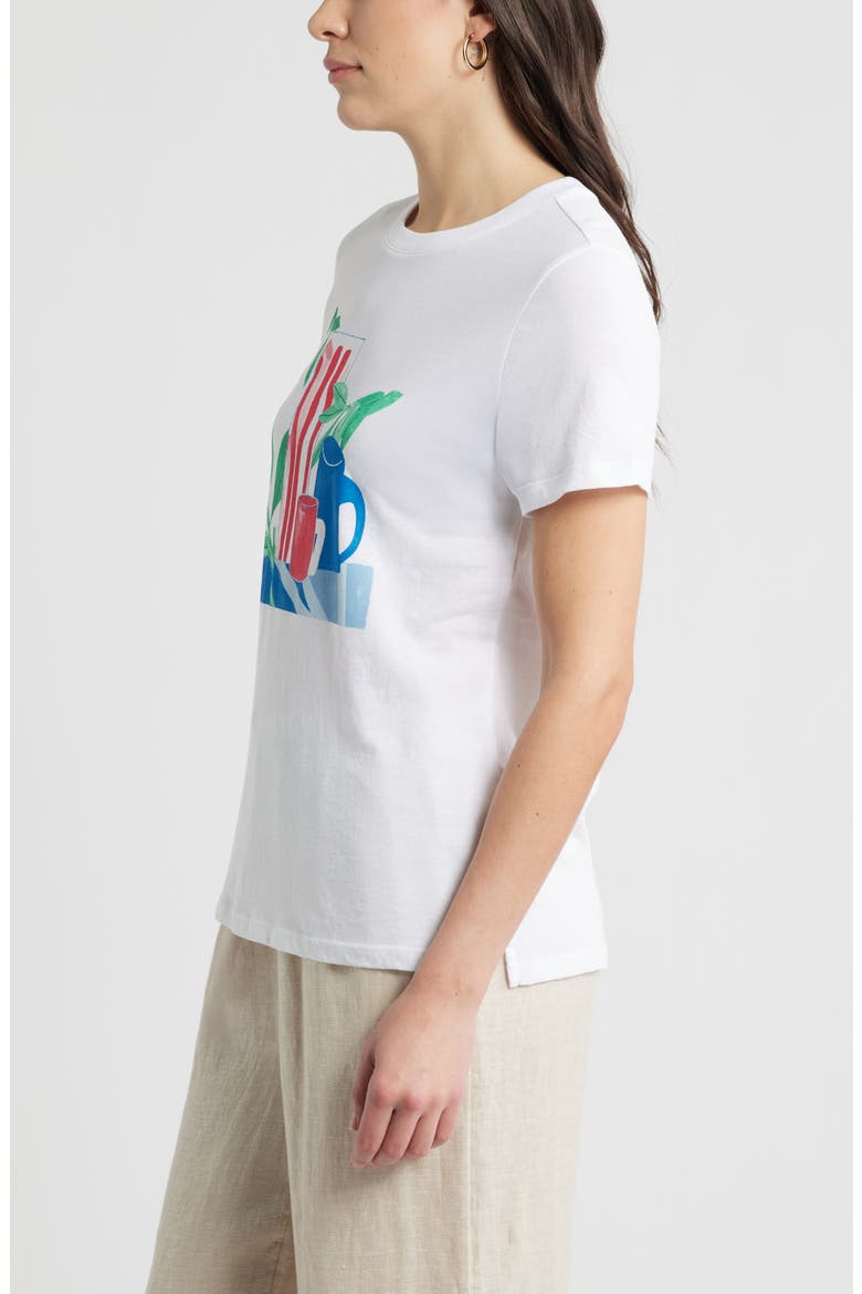 Still Life Cotton Graphic T-Shirt, Alternate, color, WHITE BOUQUET PRINT