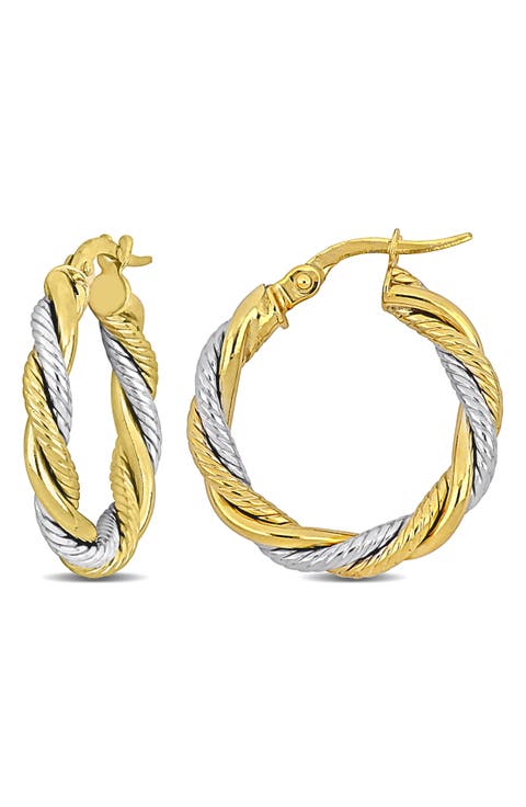 Twisted Two-Tone Hoop Earrings