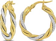 DELMAR Twisted Two-Tone Hoop Earrings