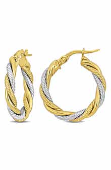 Twisted Two-Tone Hoop Earrings