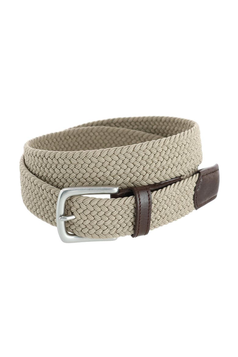 Riverside Solid Stretch Weave Belt, Main, color, Khaki