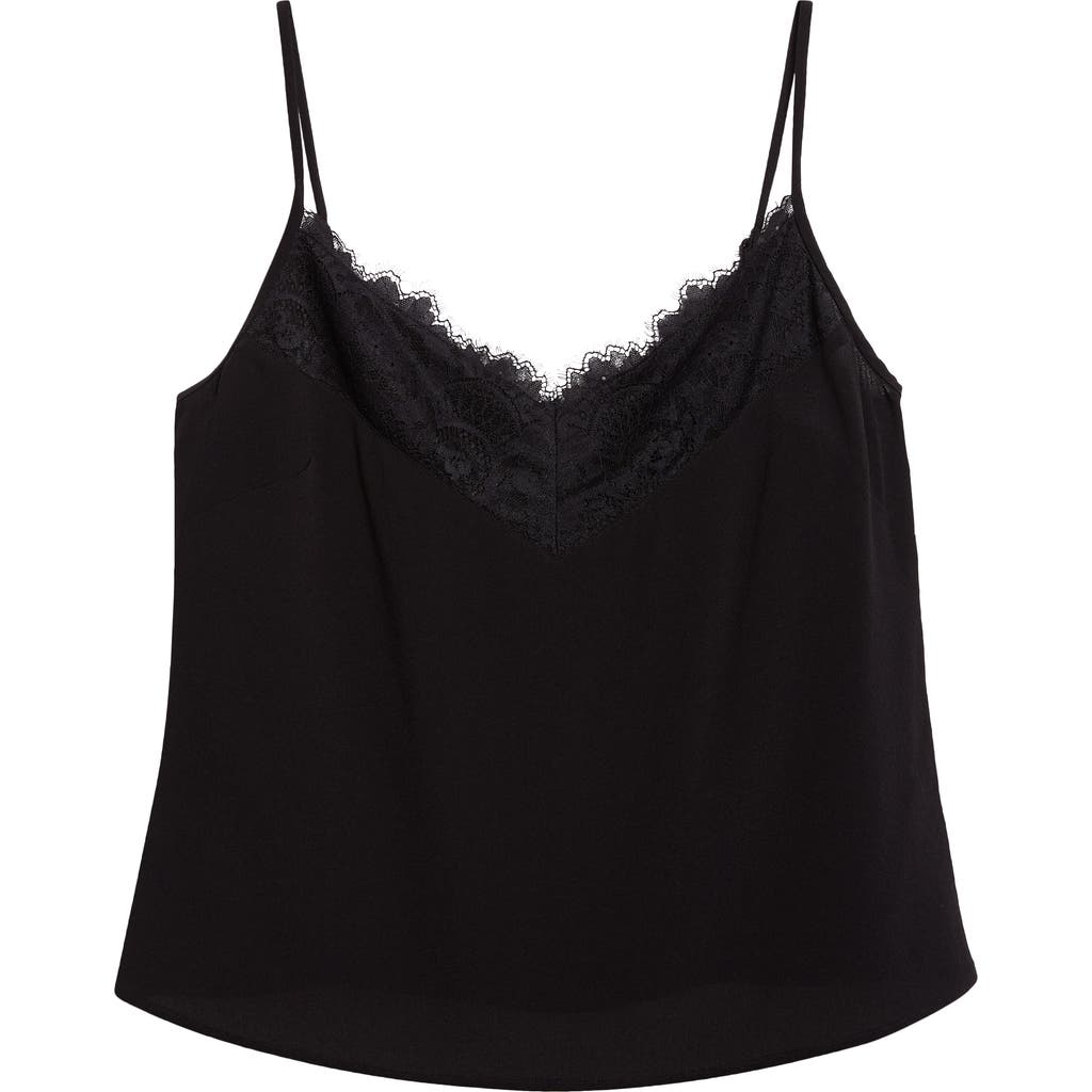 St John St. John Lace Trim Silk Crepe Camisole In Black