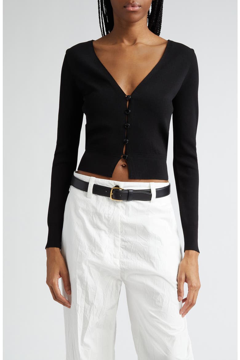 Addie Shrunken Fit Cardigan, Main, color, BLACK