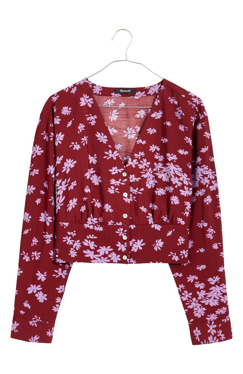 Madewell V-Neck Button-Front Shirt, Alternate, color, Cabernet