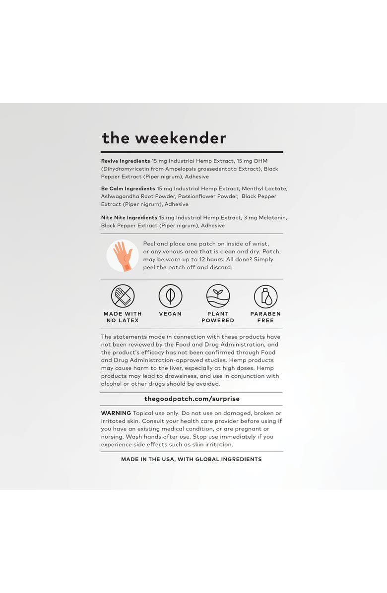 The Good Patch The Weekender Wellness Patch Set, Alternate, color, NO COLOR